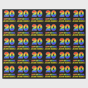 20th Birthday: Bold, Fun, Simple, Rainbow 20 Wrapping Paper