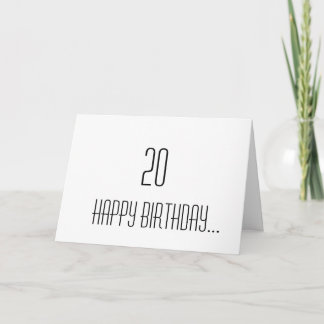 20th Birthday Card