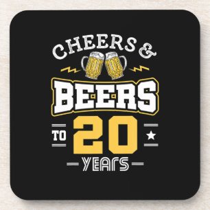 20Th Birthday Cheers And Beers Birthday Coaster