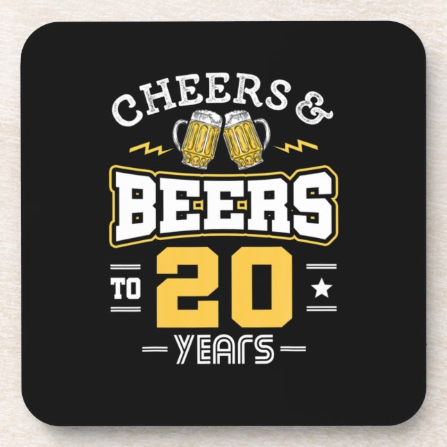 20Th Birthday Cheers And Beers Birthday Coaster (Front)