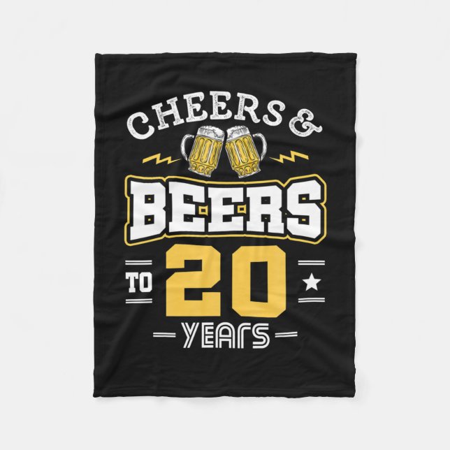 20Th Birthday Cheers And Beers Birthday Fleece Blanket (Front)