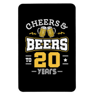 20Th Birthday Cheers And Beers Birthday Magnet