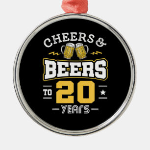 20Th Birthday Cheers And Beers Birthday Metal Tree Decoration