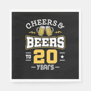 20Th Birthday Cheers And Beers Birthday Napkin
