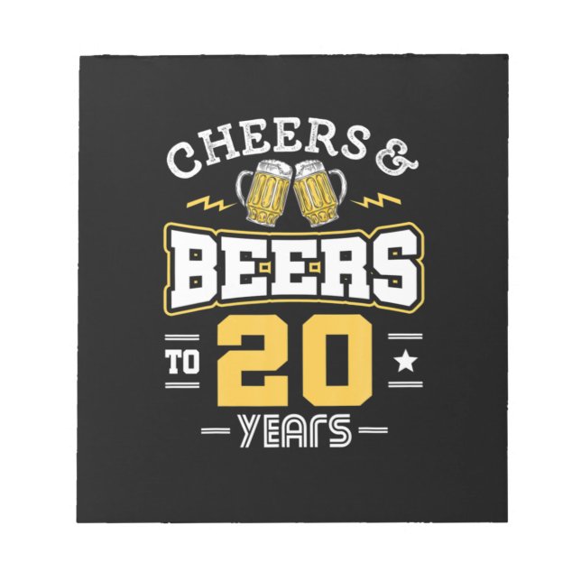 20Th Birthday Cheers And Beers Birthday Notepad (Front)