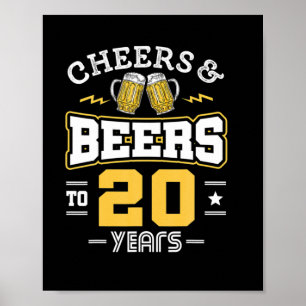 20Th Birthday Cheers And Beers Birthday Poster