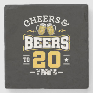 20Th Birthday Cheers And Beers Birthday Stone Coaster