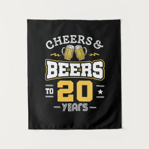 20Th Birthday Cheers And Beers Birthday Tapestry