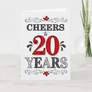 20th Birthday Cheers in Red White Black Pattern Card