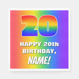 20th Birthday: Colourful, Fun Rainbow Pattern # 20 Napkin