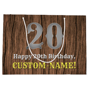20th Birthday: Country Western Inspired Look, Name Large Gift Bag