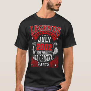 20th Birthday For Legends Born July 2002 20 Years T-Shirt