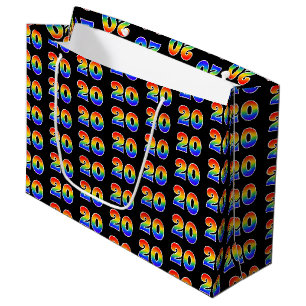 20th Birthday: Fun Rainbow Event Number 20 Pattern Large Gift Bag