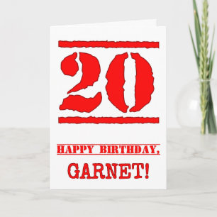 20th Birthday: Fun, Red Rubber Stamp Inspired Look Card