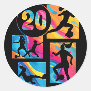 20th Birthday Girl Soccer Player Footll 20 Years O Classic Round Sticker