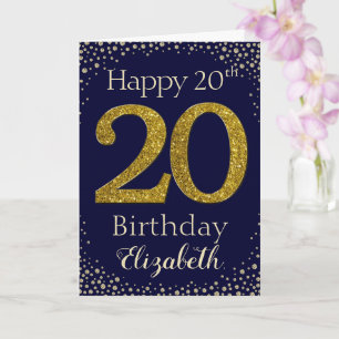 20th Birthday Golden Glitter Card
