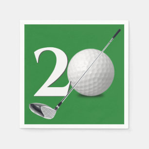 20th Birthday Golf Ball And Club  Napkin