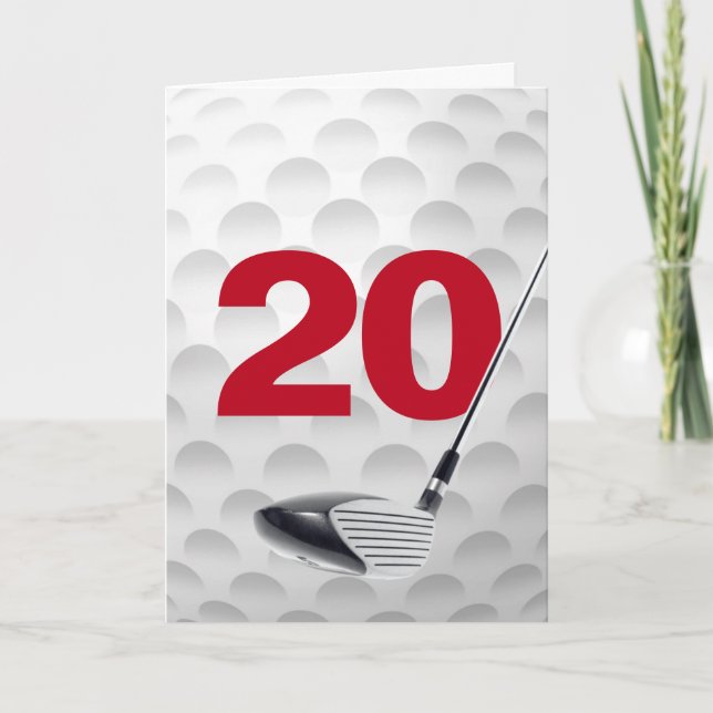 20th Birthday Golf Ball Design Card (Front)