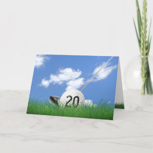 20th birthday golf ball in grass card