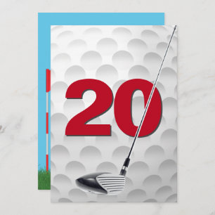 20th Birthday Golf Theme Party Invitation