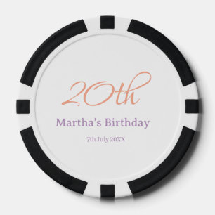 20th birthday green purple name simple trendy mode poker chips