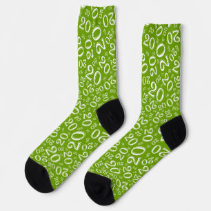 20th Birthday Green/White Random Number Pattern Socks