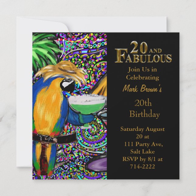 20th Birthday  Invitation (Front)