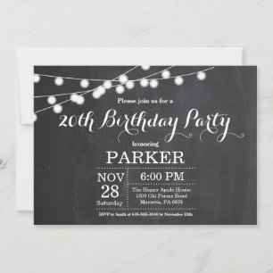 20th Birthday Invitation Chalkboard