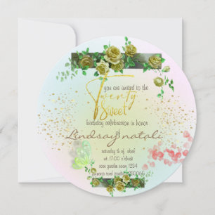 20th birthday invitation with personalized roses
