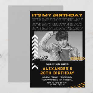 20th birthday invitations Men Photo Spray paint