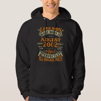 20th Birthday  Legends Born In August 2002 20 Year Hoodie