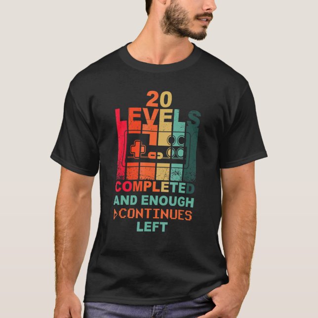 20th Birthday Level 20 Gamepad Retro Gamer T-Shirt (Front)
