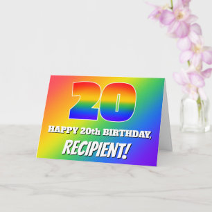 20th Birthday: Multicolored Rainbow Pattern # 20 Card
