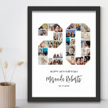 20th Birthday Number 20 Custom Photo Collage Poster<br><div class="desc">Celebrate 20th birthday with this personalised number 20 photo collage poster. This customisable gift is also perfect for wedding anniversary. It's a great way to display precious memories from your wedding and married life. The poster features a collage of photos capturing those special moments, and it can be customised with...</div>