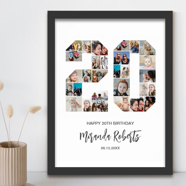 20th Birthday Number 20 Custom Photo Collage Poster (Creator Uploaded)