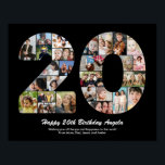 20th Birthday Number 20 Photo Collage Gift Poster<br><div class="desc">Mark years of wonderful memories and adventures with this captivating 20th Birthday Number Photo Collage. This customisable template is the perfect blend of creativity and sentiment, allowing you to create a truly memorable and personalised gift for your loved one's special day. Capture the essence of incredible years in a single...</div>
