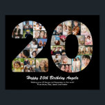 20th Birthday Number 20 Photo Collage Gift Poster<br><div class="desc">Mark years of wonderful memories and adventures with this captivating 20th Birthday Number Photo Collage. This customisable template is the perfect blend of creativity and sentiment, allowing you to create a truly memorable and personalised gift for your loved one's special day. Capture the essence of incredible years in a single...</div>