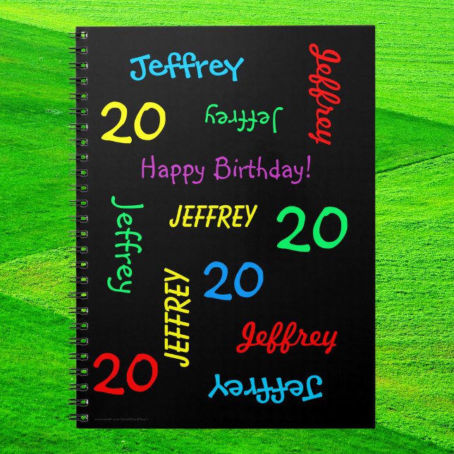 20th Birthday Party Guest Book, Name, Black Spiral Notebook (Creator Uploaded)