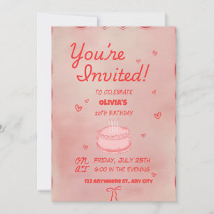 20th Birthday Party Invitation Pink Theme