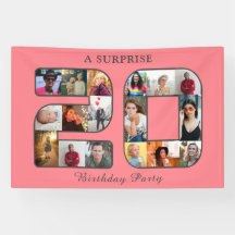 20th Birthday Party Photo Collage Blush Pink