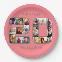 20th Birthday Party Photo Collage Blush Pink