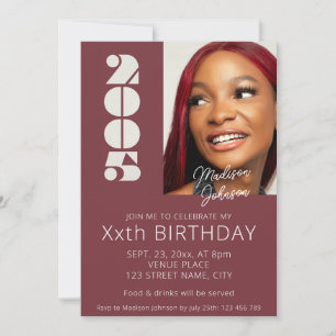 20th birthday photo born in 2005 green invitation