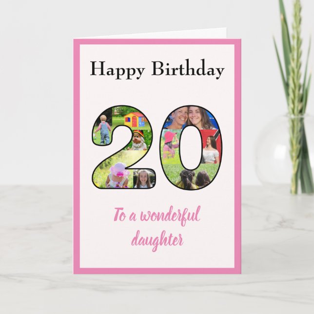 20th Birthday Photo Collage Daughter Fun Keepsake Card (Front)