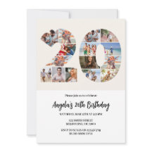 20th Birthday Photo Collage Invitation