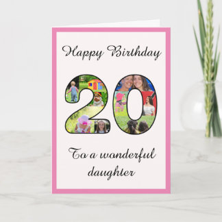 20th Birthday Photo Collage Montage For Daughter Card