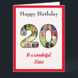 20th Birthday Photo Collage Sister Unique Large Card<br><div class="desc">Celebrate your sister's 20th birthday, with a large card that's a special, and unique photo collage. This wonderful large birthday card for that special sister has the 20 made from your own choice of family photos. The template is designed for you to edit "To a wonderful sister" to best friend...</div>