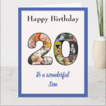 20th Birthday Photo Collage Son Large Unique Card<br><div class="desc">Celebrate your son's 20th birthday, with a large birthday card that's a special, and unique photo collage. This wonderful big birthday greeting card for that special son has the 20 made from your own choice of family photos. The template is designed for you to edit "To a wonderful son" to...</div>