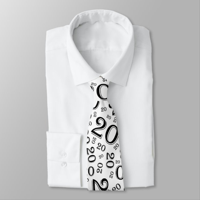 20th Birthday Random Number Pattern Black/White Tie (Tied)