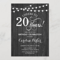 20th Birthday - Rustic Gray Wood Pattern