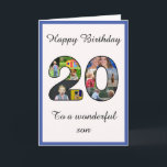 20th Birthday Son Photo Collage Template<br><div class="desc">Celebrate your son's 20th birthday, with a special, and unique photo collage brought to you by "Photo and Montage World".. This wonderful large birthday card for that special son has the 20 made from your own collage of family photos. The template is designed for you to edit "To a wonderful...</div>